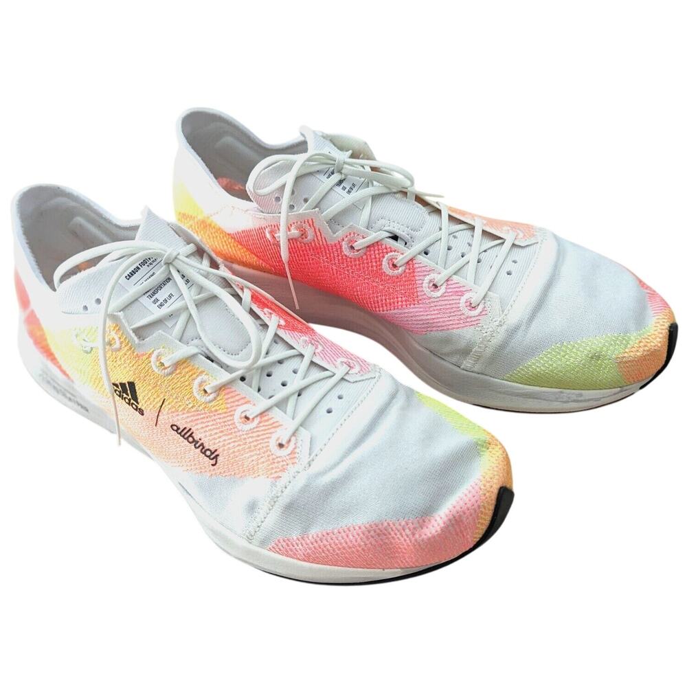 adidas Athletic Shoes White with Pink, Yellow, and Orange Gradient